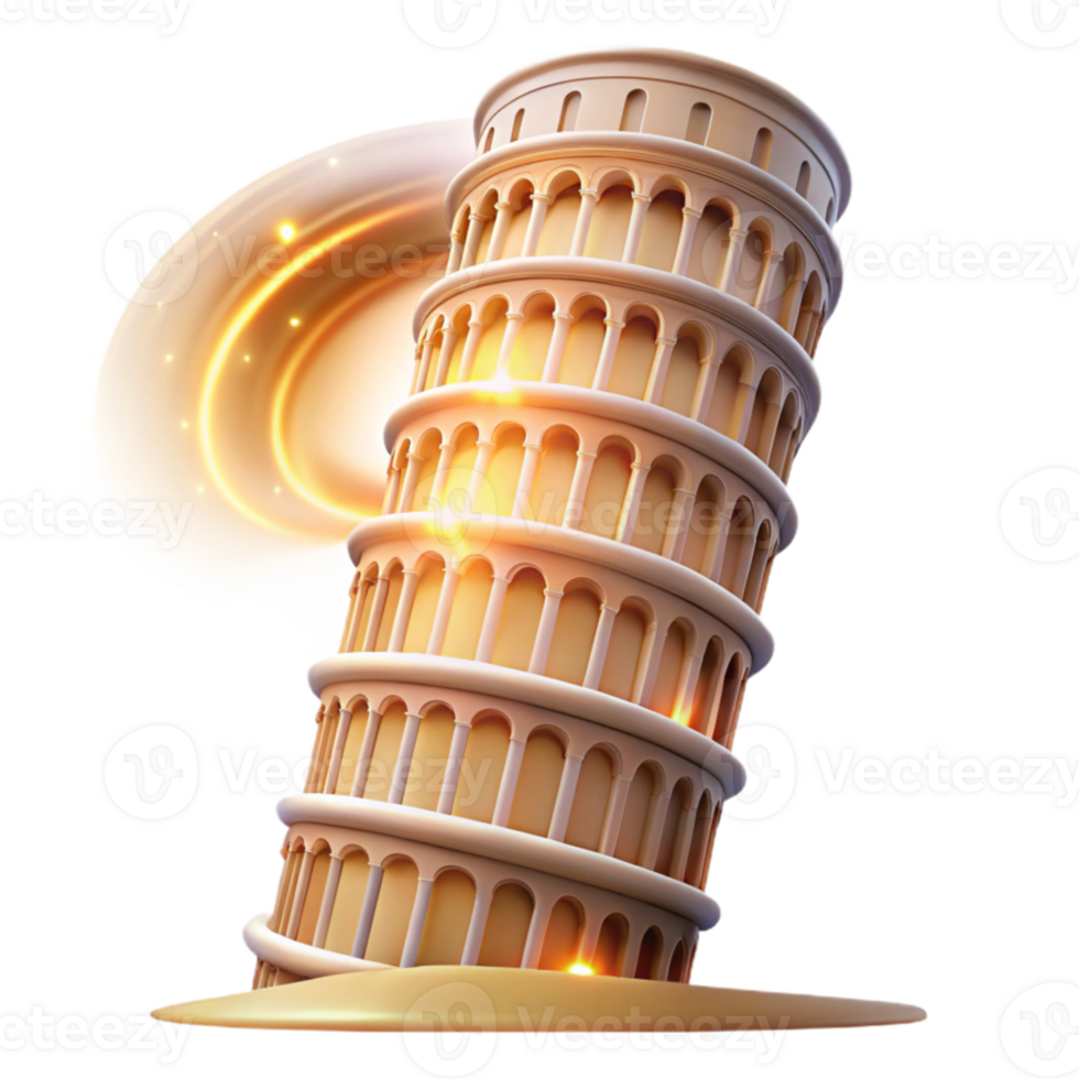 extraordinary modern Leaning Tower A Digital 3D Model 4K png
