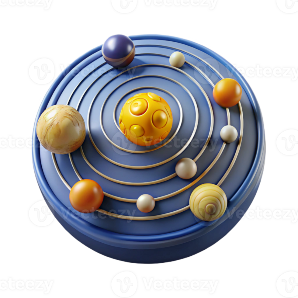 magnificent artistic Stylized Solar System Orbital Model of Planets authentic png