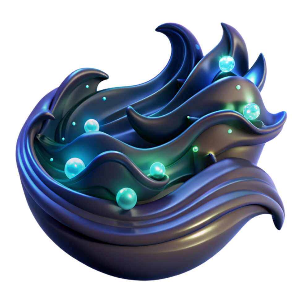 Abstract Wavy Form with Glowing Pearls png