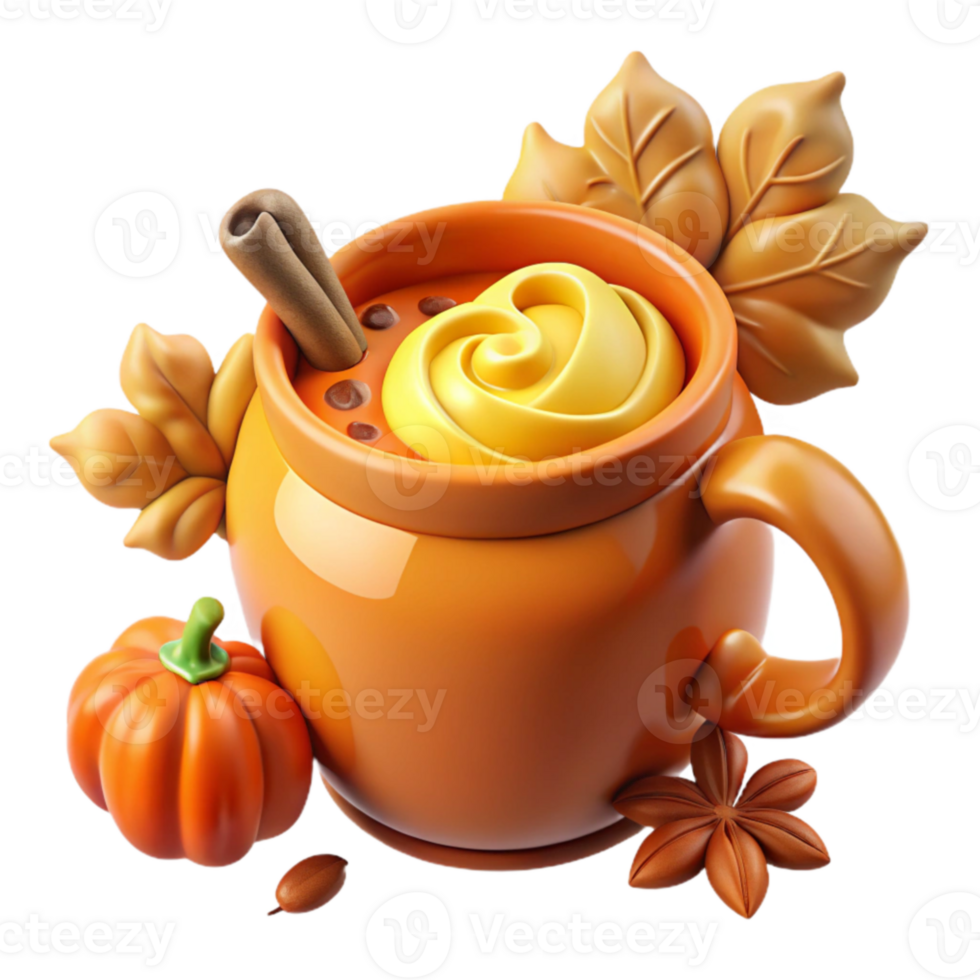 Autumn Spice Mug Whipped Cream Cinnamon png