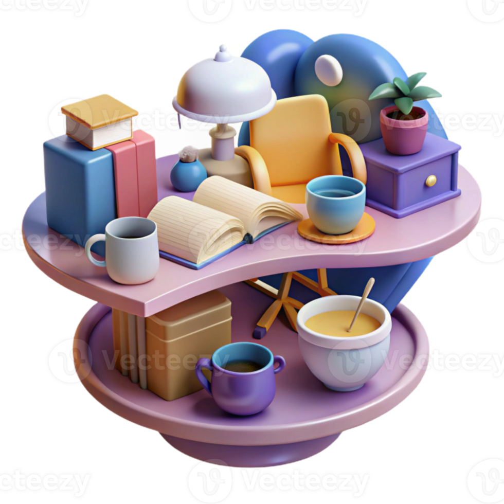 elegant rustic Cozy Reading Nook Books, Tea, and Relaxation 4K png