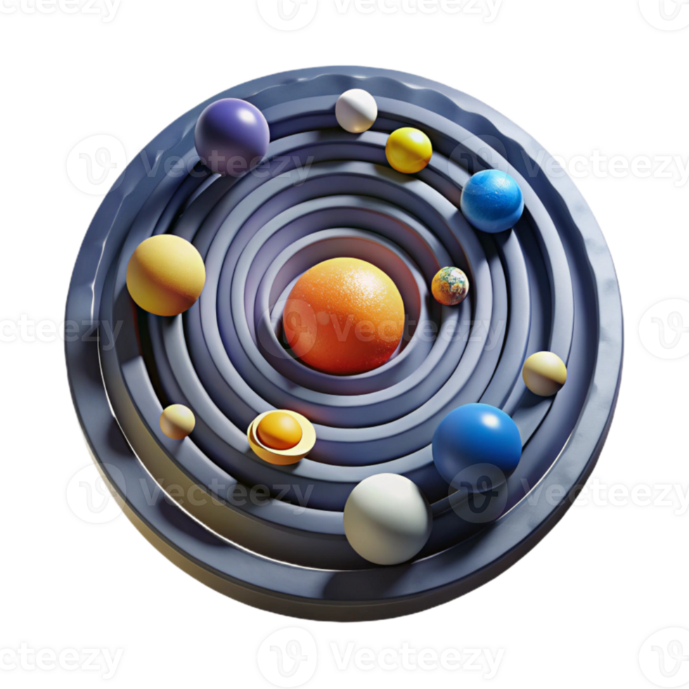 Celestial Orbits A 3D Model of Planetary System png
