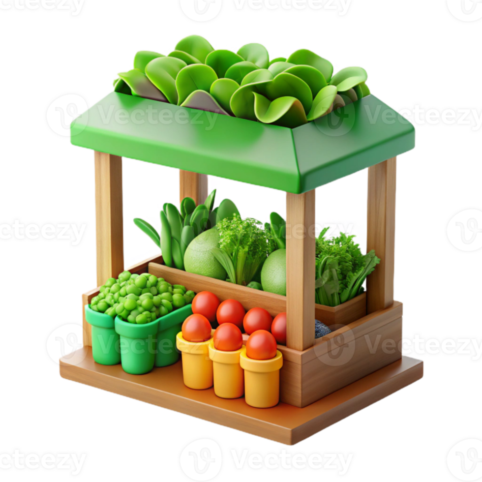 extraordinary vintage Fresh Produce Market Stand Vegetables, Fruits, and Greens 4K png