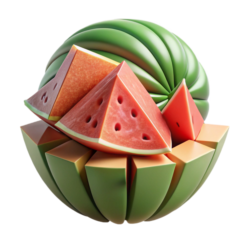 serene modern Juicy Watermelon Slices in a Summer Fruit Sphere high resolution png