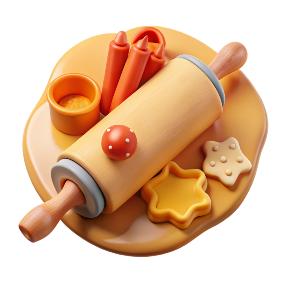 magnificent modern Baking Play Dough Rolling Pin, Cookies More detailed png
