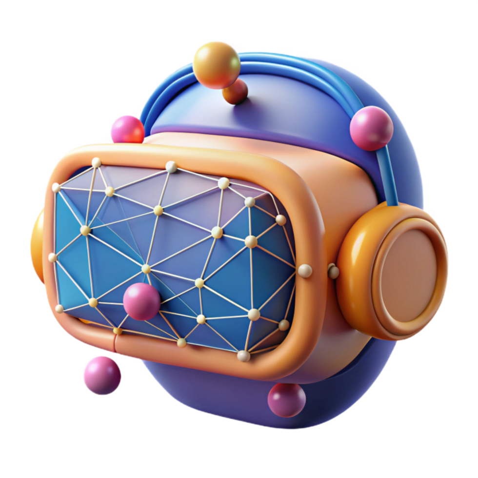 beautiful creative Abstract VR Headset 3D Render of Networked Reality authentic png