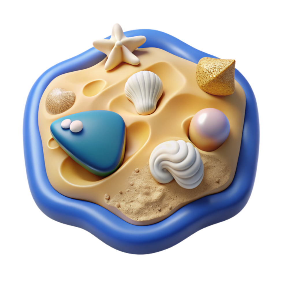 dramatic modern Seashell Beach Scene 3D Render of Sand, Shells, and Sea Life exclusive png