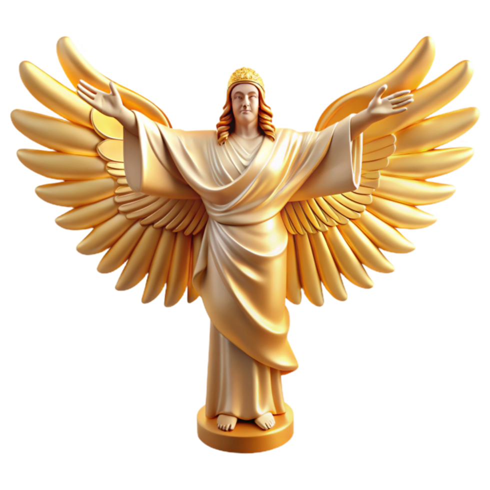 wonderful rustic Golden Angel Statue Divine Sculpture with Wings 4K png