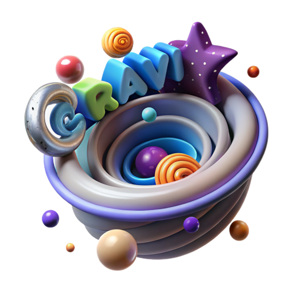 Abstract 3D Gravity Vortex with Colorful Spheres png