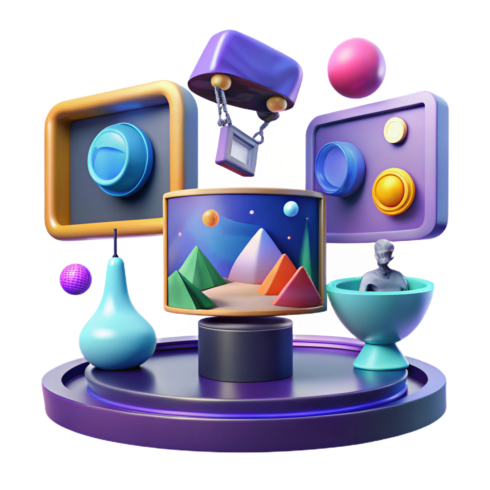 Abstract 3D Colorful Shapes, Geometric Art png