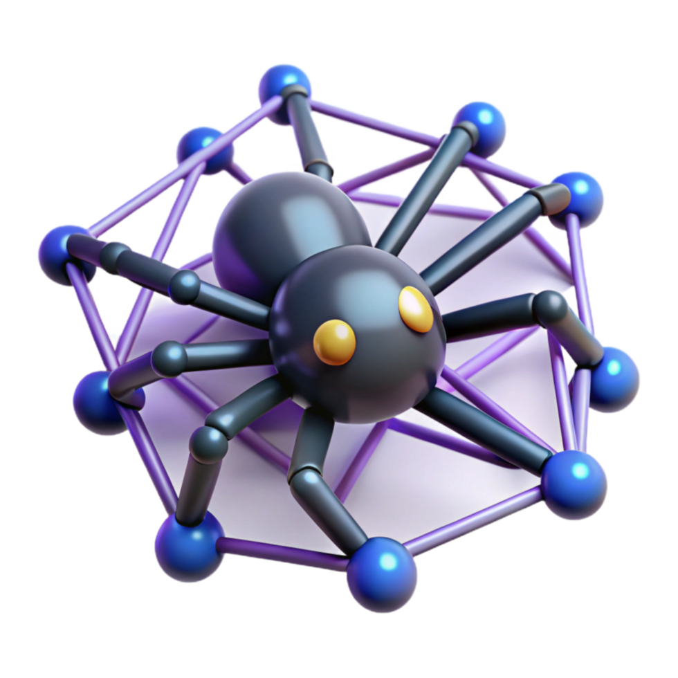 magnificent abstract Spider Web Network Interconnectivity and Data Flow Visualization original png