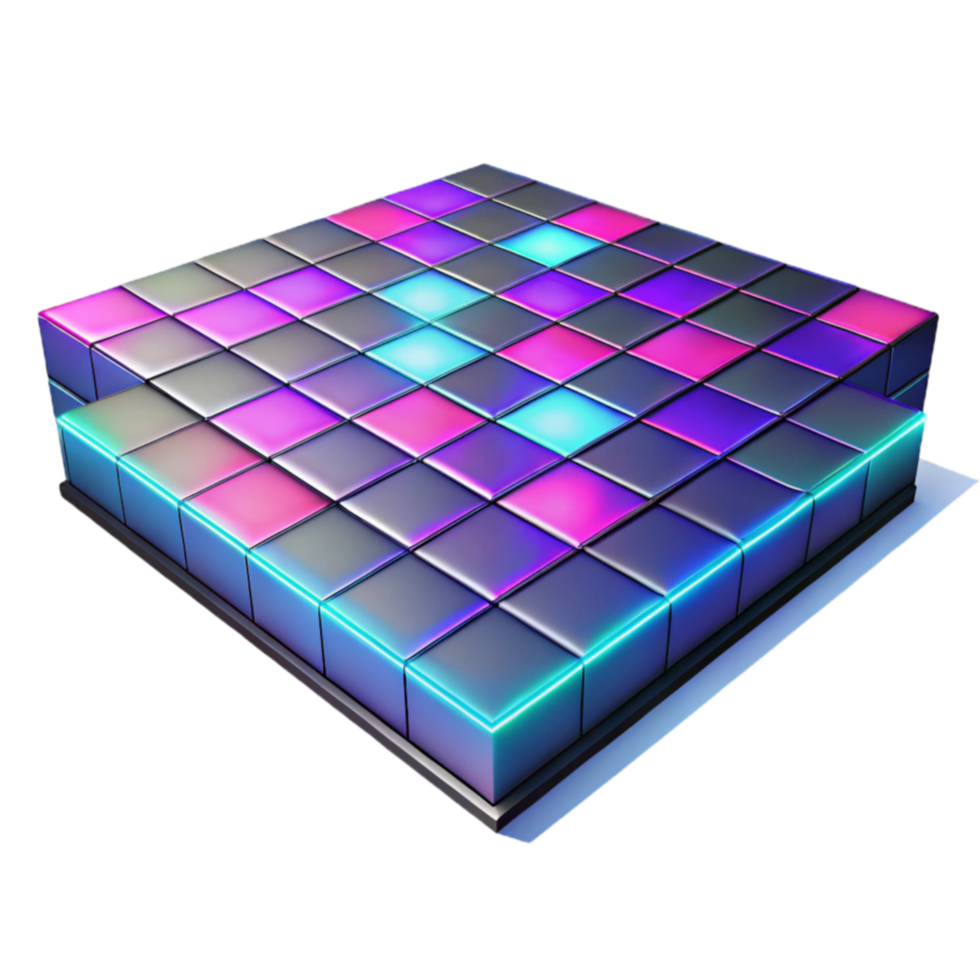 dramatic vintage Iridescent Cube Array Abstract 3D Render professional png