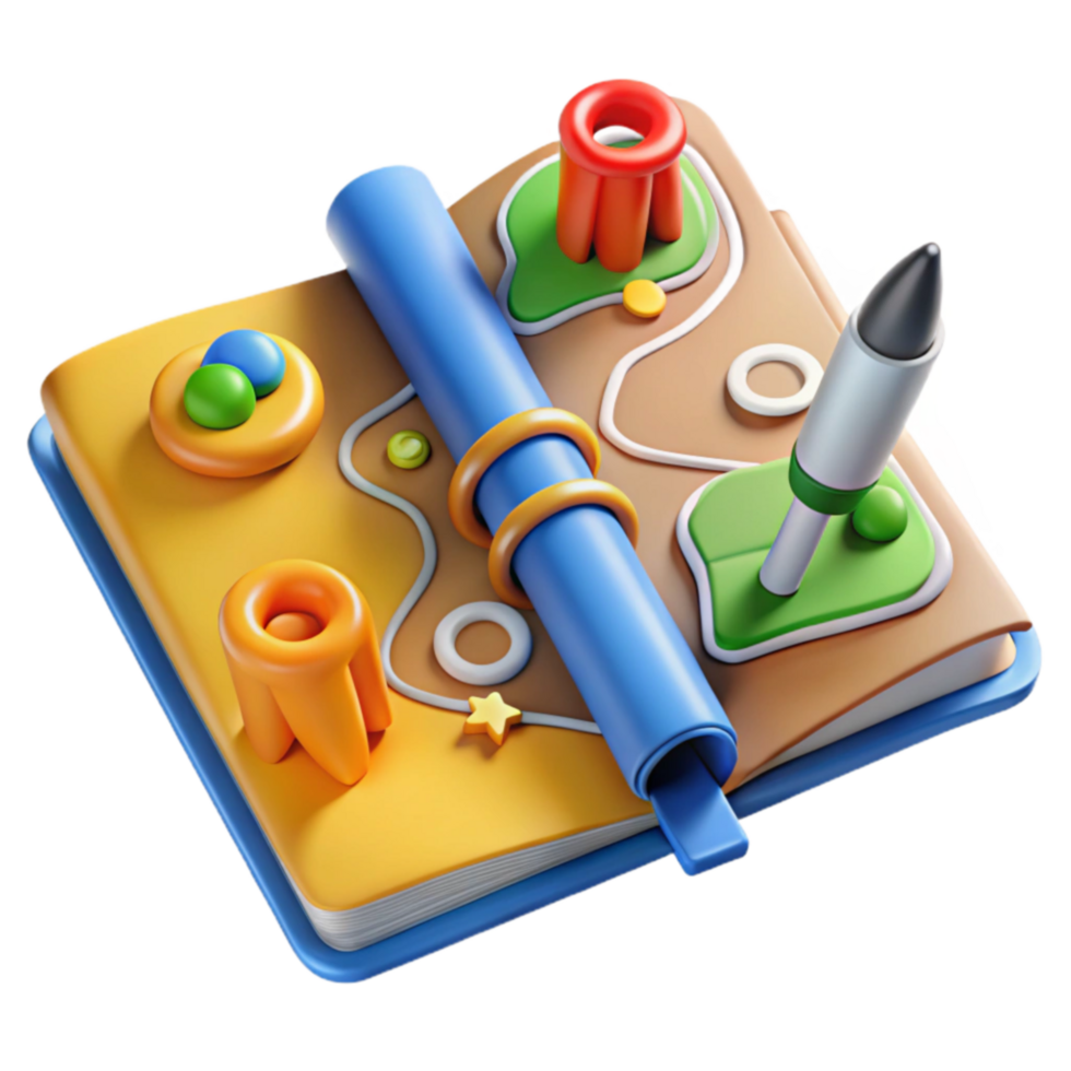 Interactive 3D Adventure Notebook Explore Colorful Worlds png
