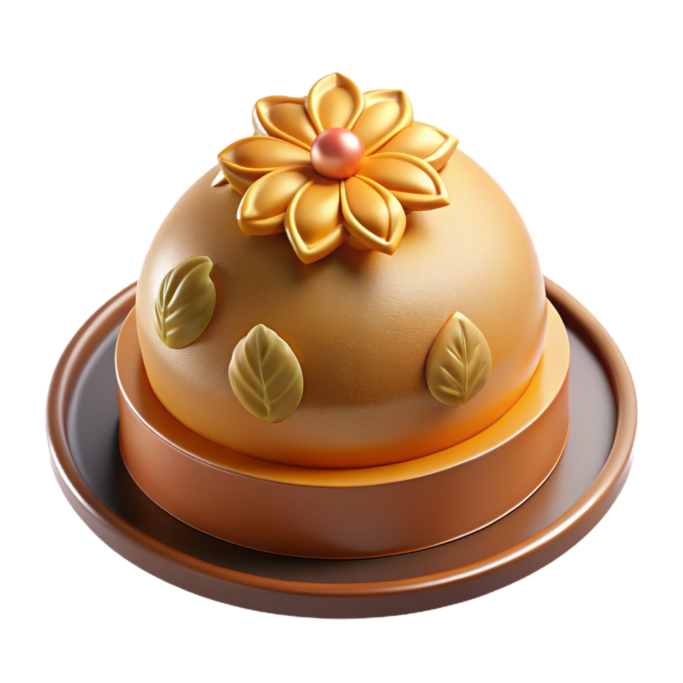 stunning vintage Golden Dome Cake with Flower and Leaves original png
