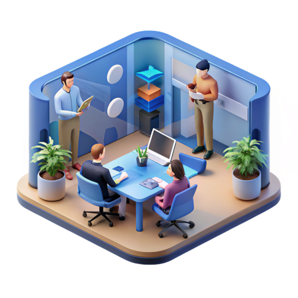 Modern Office Collaboration Team Meeting in a Contemporary Workspace png