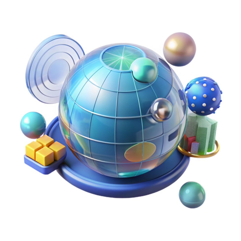 wonderful creative Abstract Global Network 3D Sphere, Data, Connectivity premium png