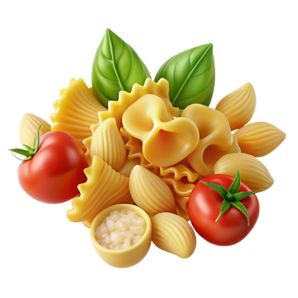 dramatic abstract Pasta, Tomatoes, Garlic, and Basil A Delicious Italian Dish original png