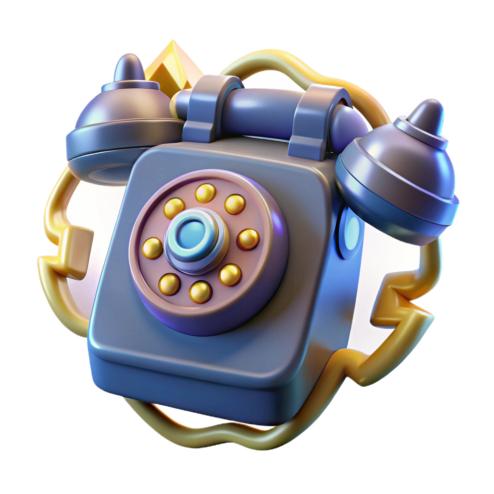 Retro Rotary Phone 3D Render, Communication Icon png