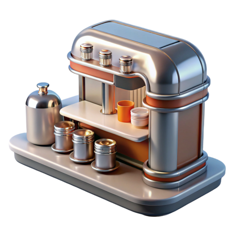 beautiful rustic Retro-Style Beverage Stand 3D Render detailed png