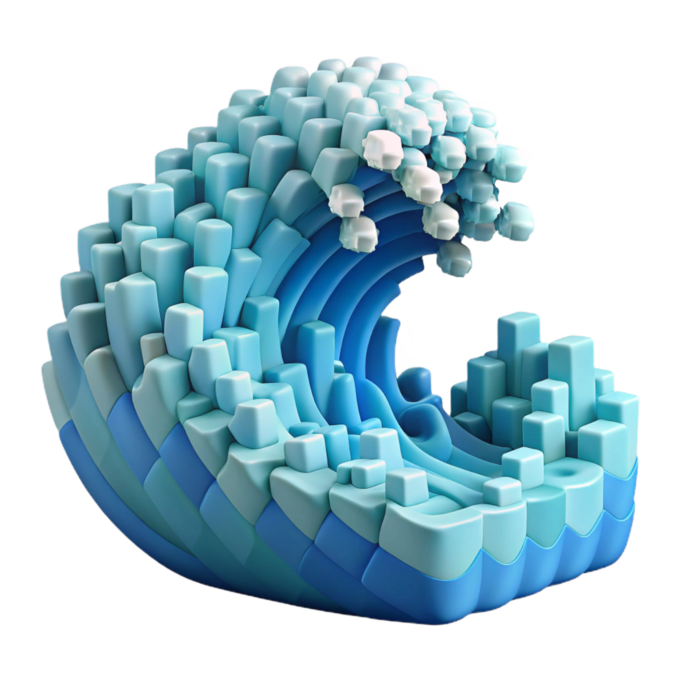 stunning creative Abstract Cubic Ocean Wave 3D Render genuine png