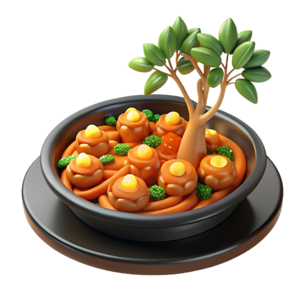 magnificent abstract 3D Render of Miniature Food Landscape with Bonsai Tree original png