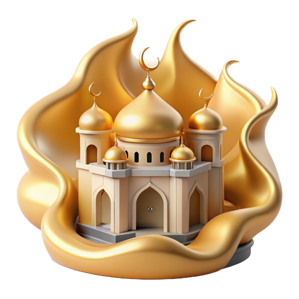 Golden Mosque in Abstract Flame Design png