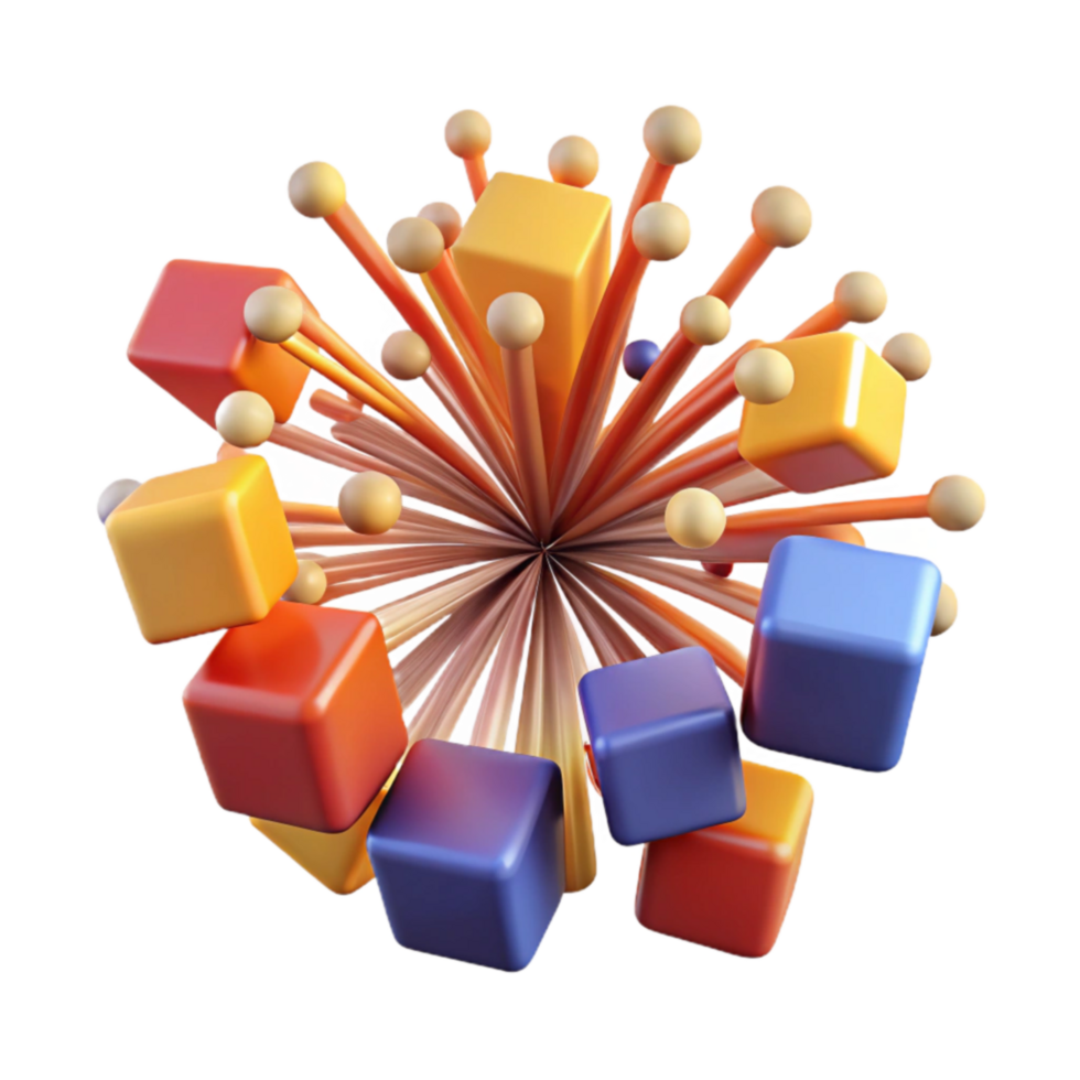 Abstract 3D Colorful Cube Burst png