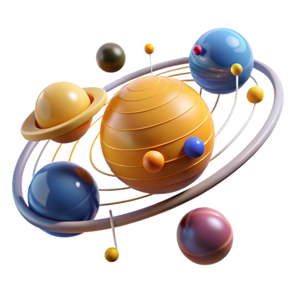 wonderful abstract Abstract Solar System Colorful Planets and Orbits professional png