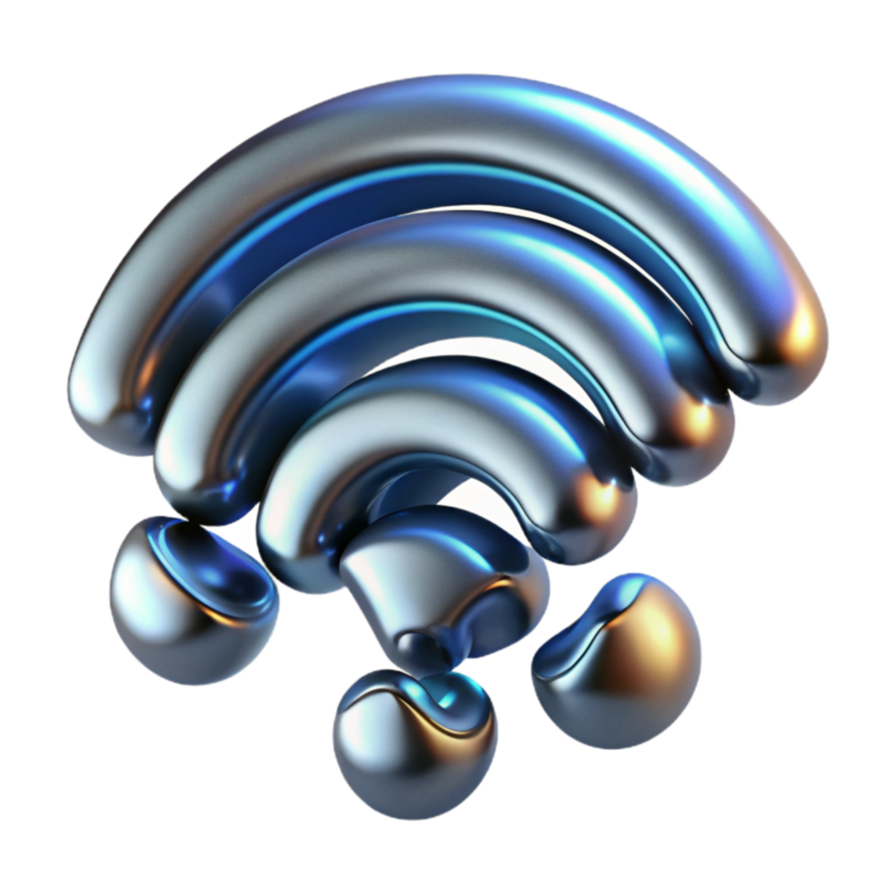 dramatic creative Abstract Metallic Wifi Signal 3D Render exclusive png