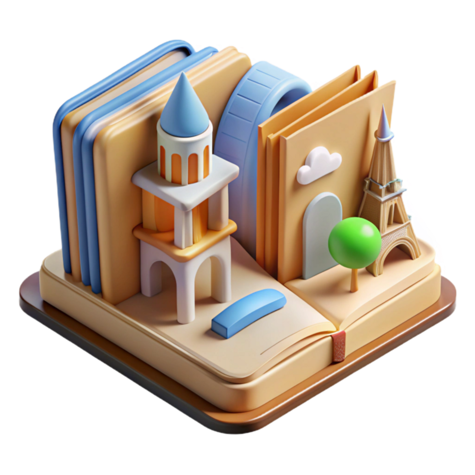 wonderful minimalist Open Book of Architectural Wonders Global Landmarks Cityscapes authentic png