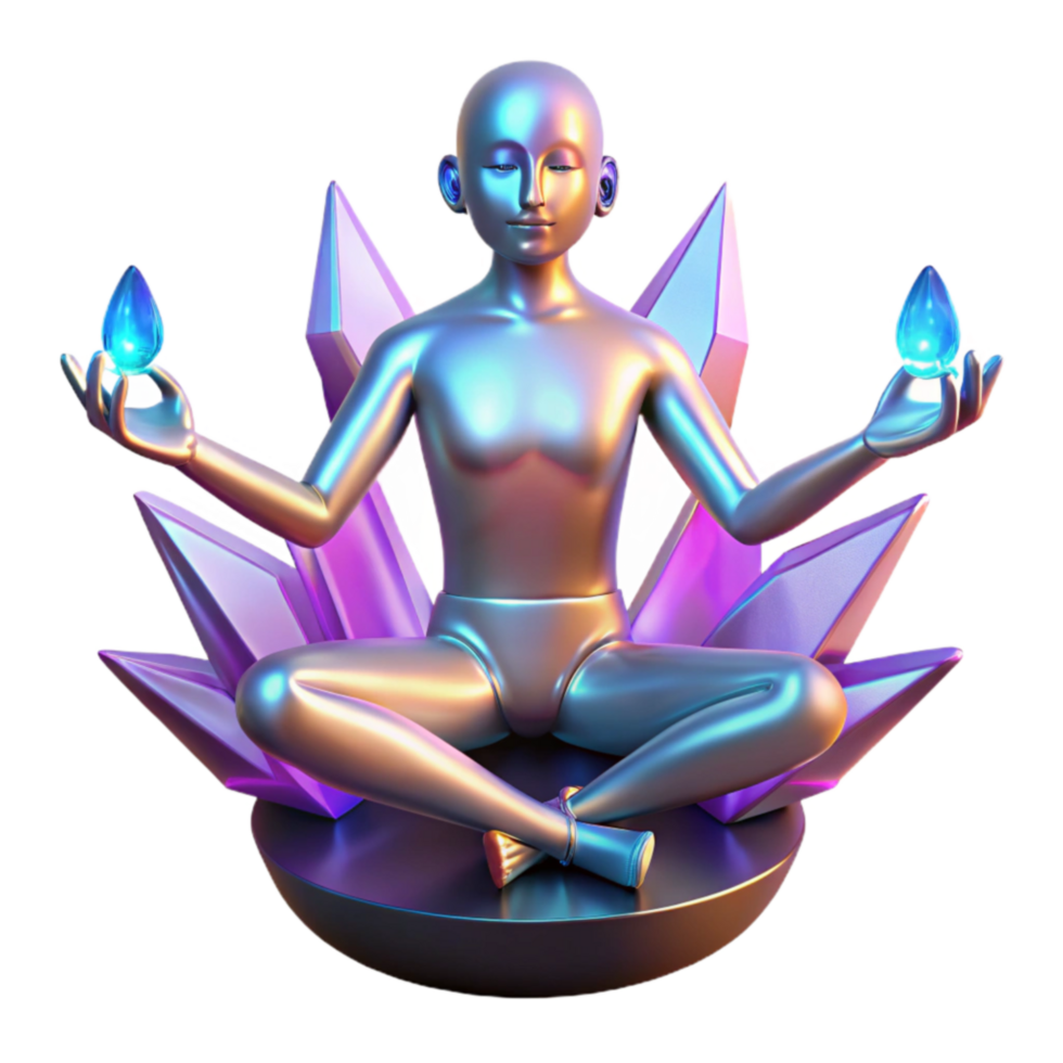 elegant modern Serene Figure in Crystal Meditation Pose exclusive png