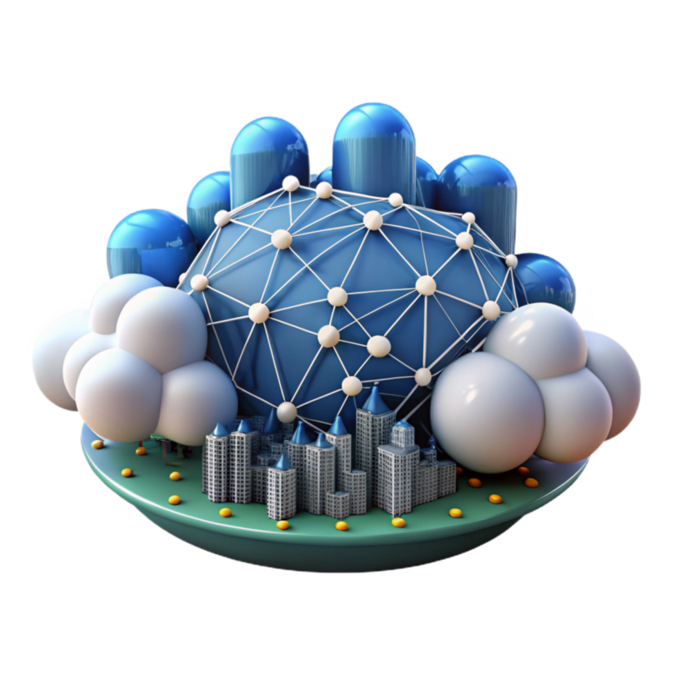 elegant artistic Global Network Connectivity Cloud Computing and Smart City Integration exclusive png
