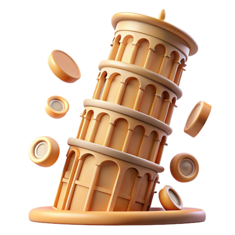 stunning abstract Falling Tower 3D Model of Iconic Structure 4K png