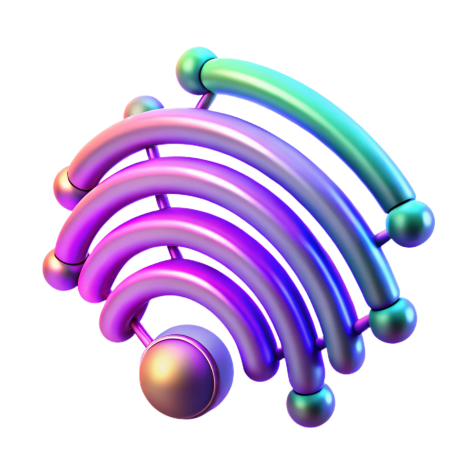 serene creative Abstract 3D Wifi Symbol Iridescent, Colorful Network Icon professional png