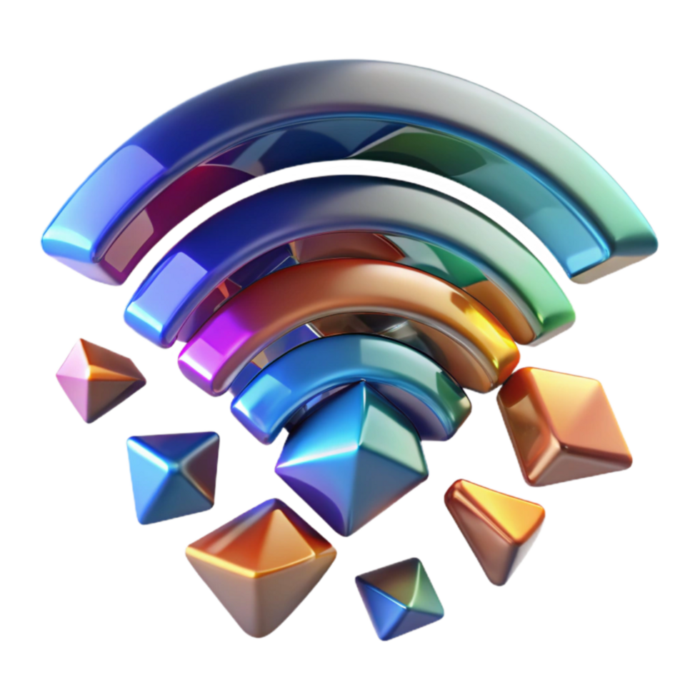 Abstract Wifi Signal with Colorful Cubes png
