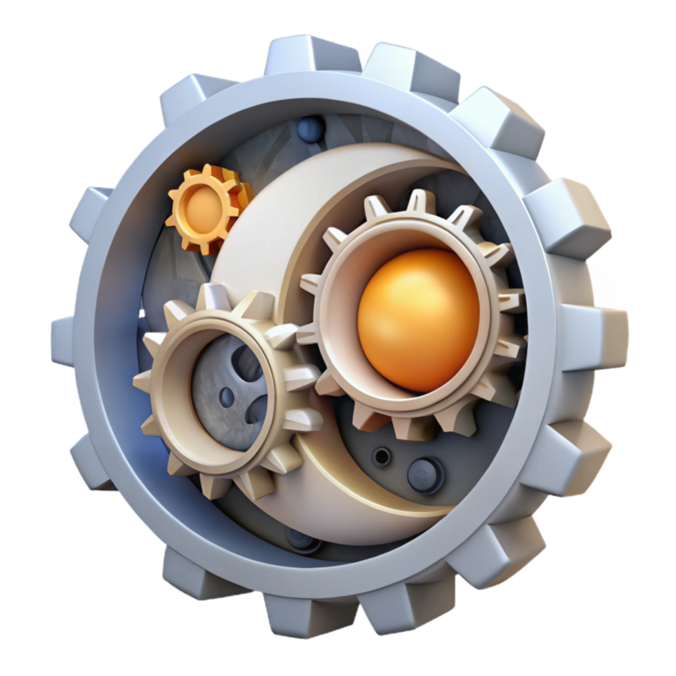 extraordinary rustic Interlocking Gears A 3D Model of Complex Machinery premium png