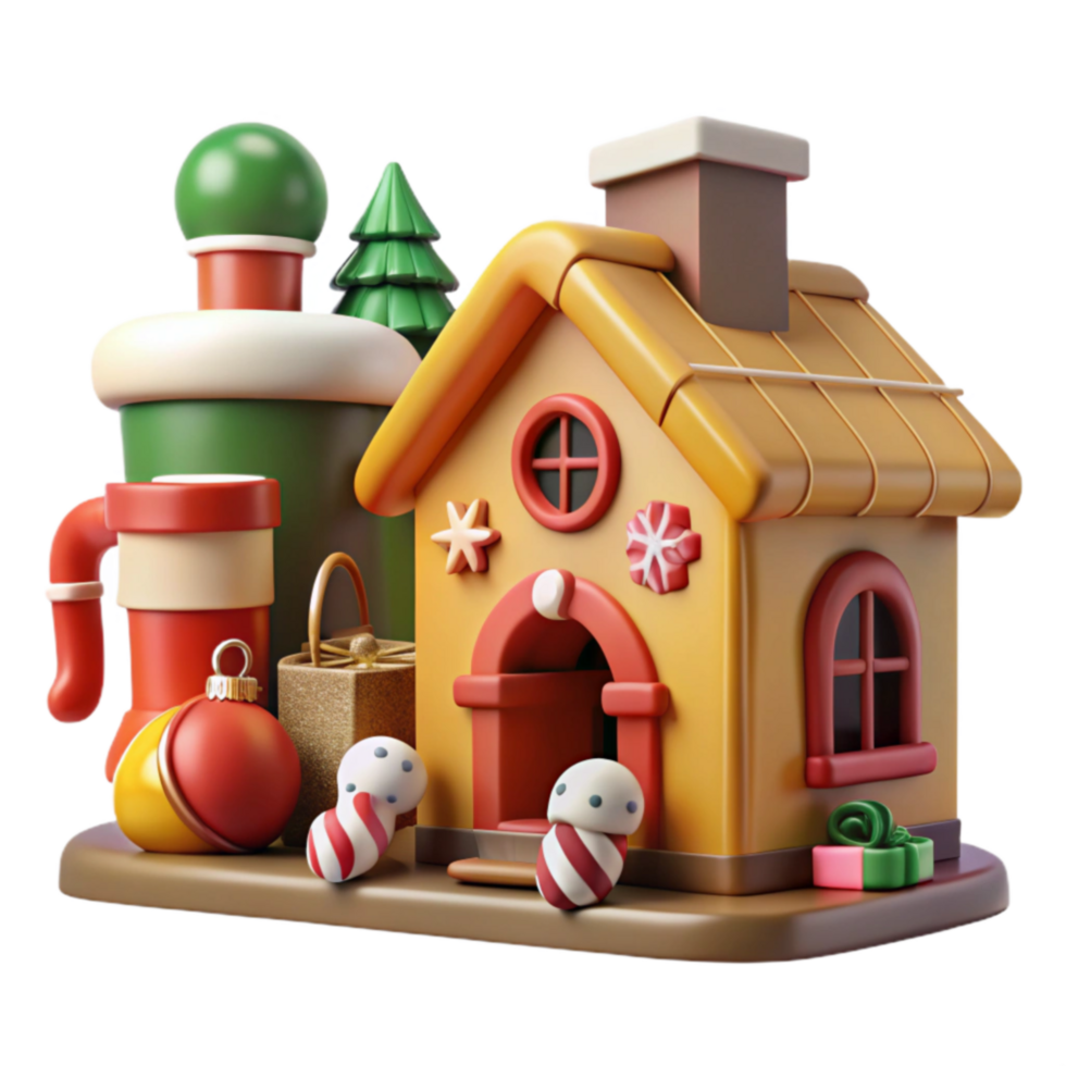 extraordinary modern Festive Holiday House with Christmas Decorations high quality png