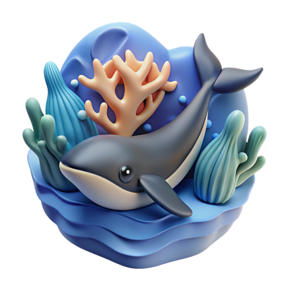 stunning modern Ocean Whale 3D Render Coral Reef Habitat high resolution png