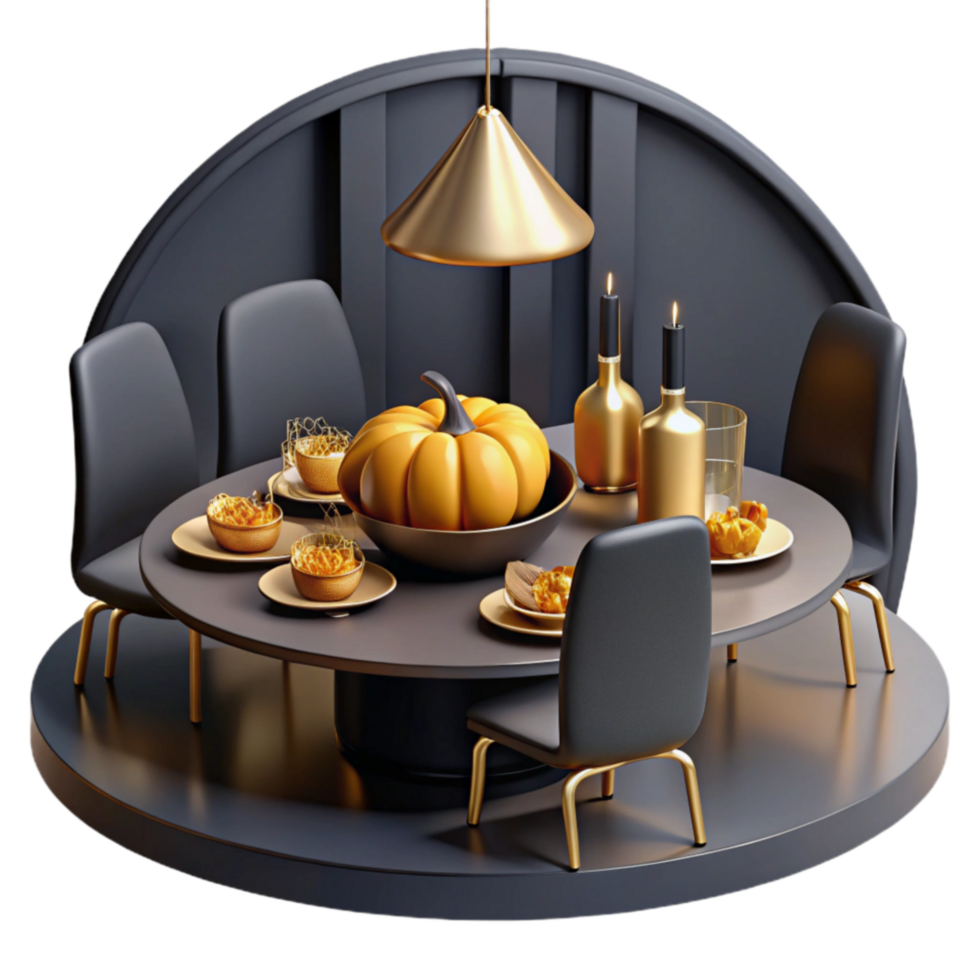 serene artistic Autumn Table Setting Elegant Pumpkin Decor high quality png