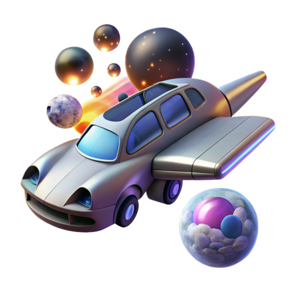 elegant rustic Cosmic Car A Futuristic Flight Through Space authentic png