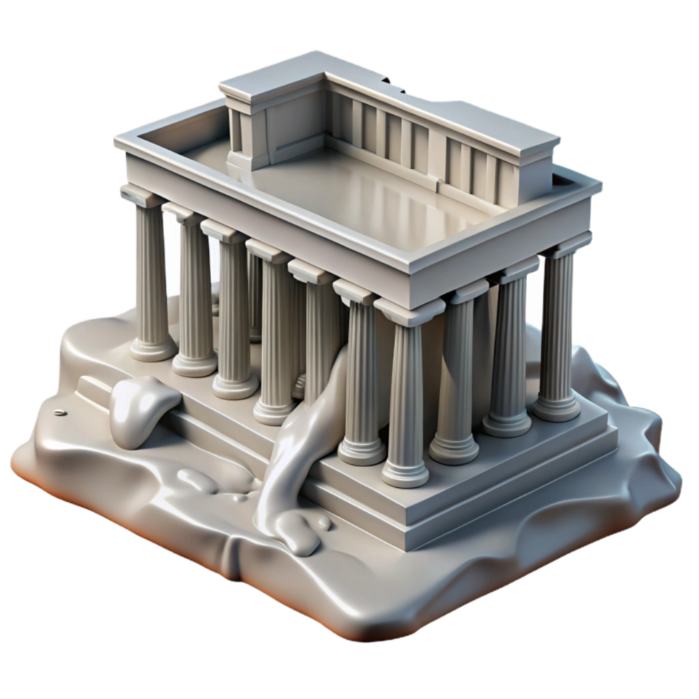 Melting Temple 3D Render of Classical Architecture png