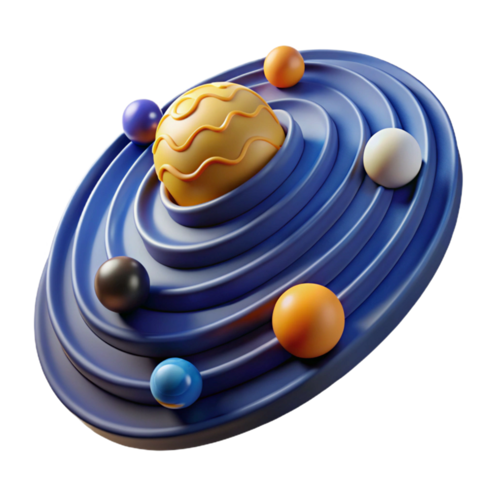 elegant abstract Abstract Planetary System 3D Render of Colorful Orbits high resolution png