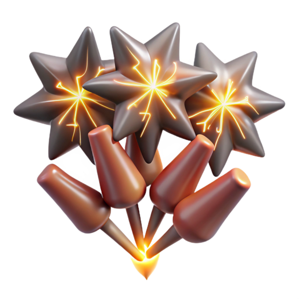 Glowing Starburst Cluster 3D Render png