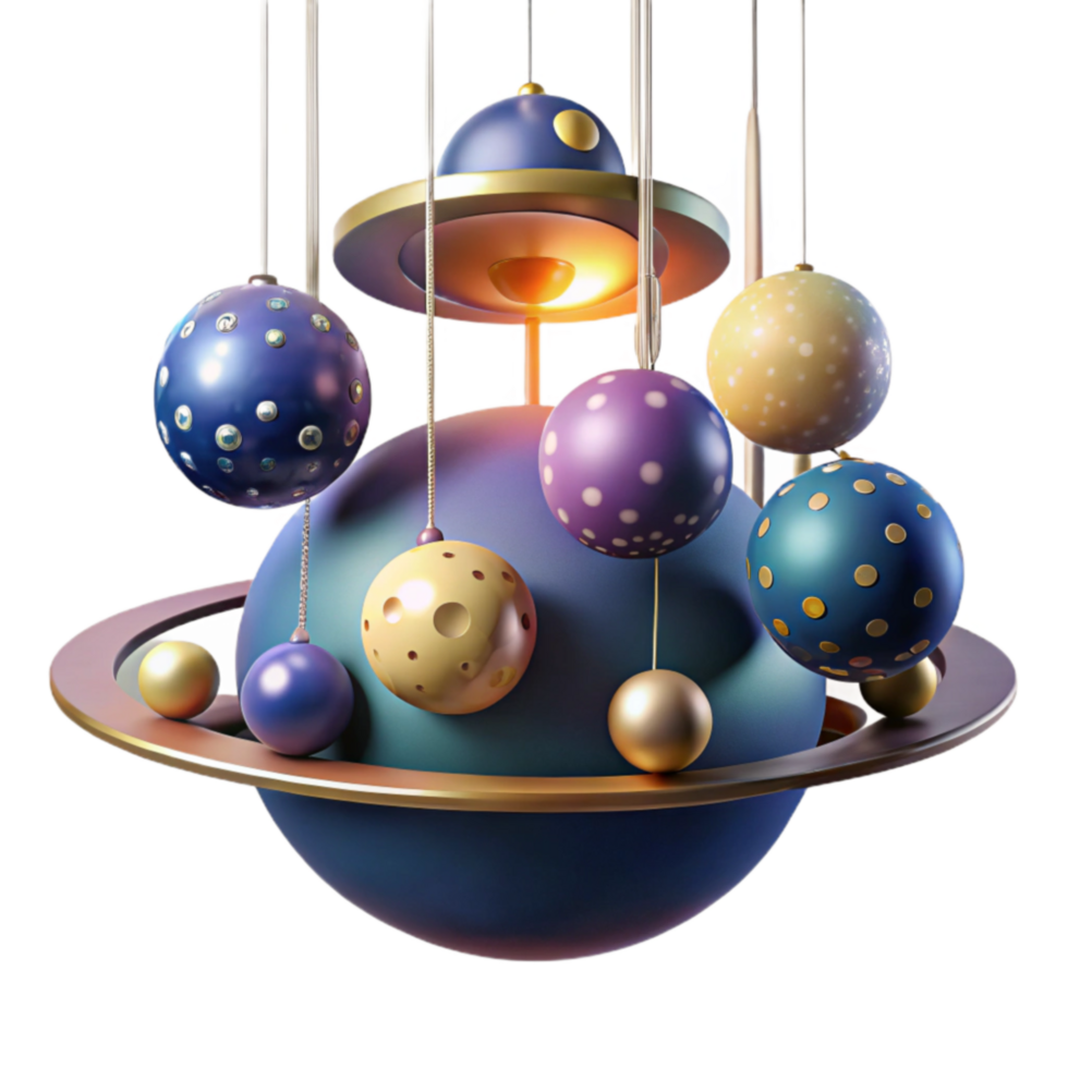 vibrant minimalist Celestial Orbs A 3D Render of Planets and Moons genuine png