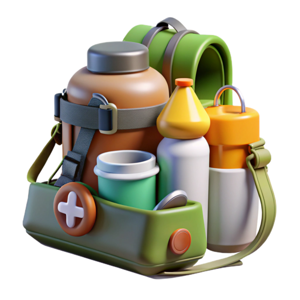wonderful minimalist Adventure Essentials Hiking Hydration First-Aid Kit premium png