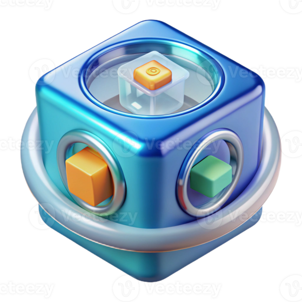 Abstract 3D Cube Design Colorful Geometric Shapes png