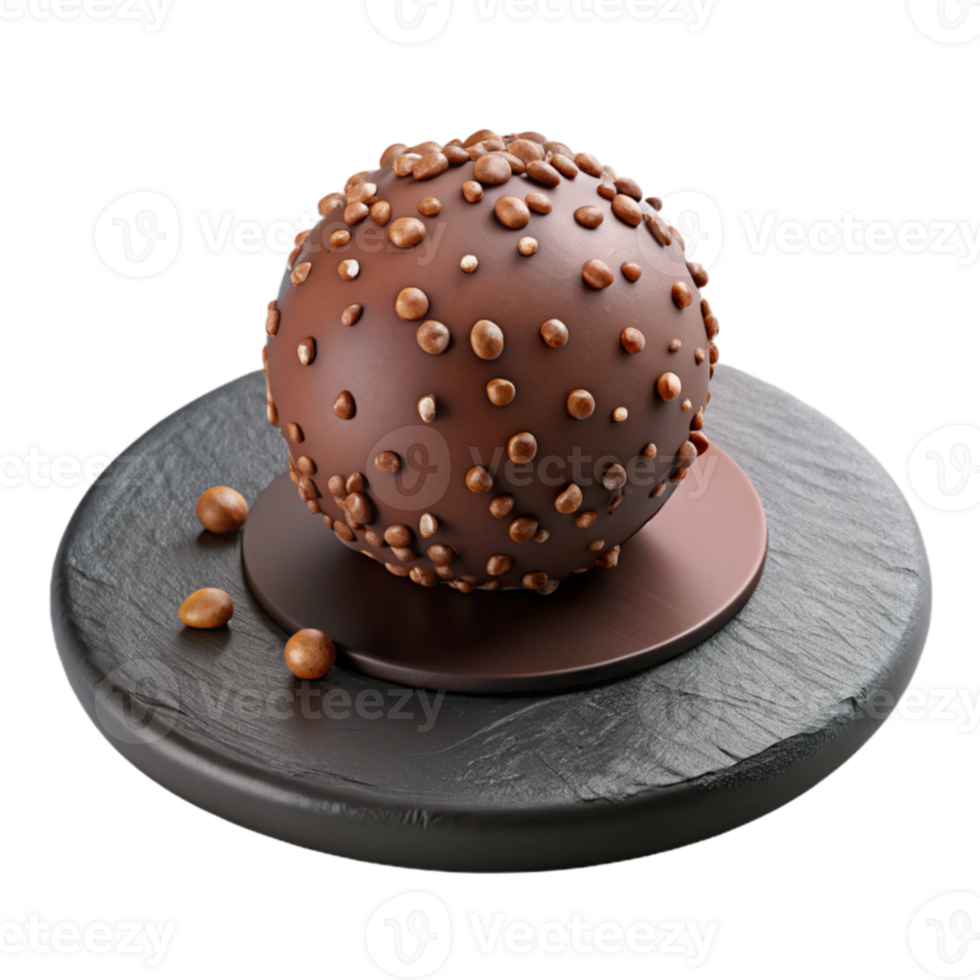 serene minimalist Chocolate Sphere Dessert Decadent Treat with Crunchy Topping original png