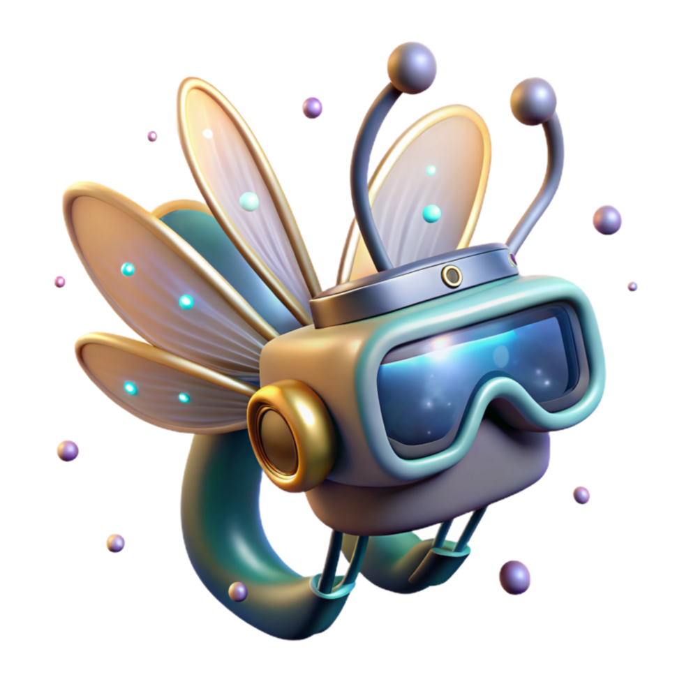 vibrant modern Cybernetic Butterfly 3D Render of Futuristic Insect high quality png