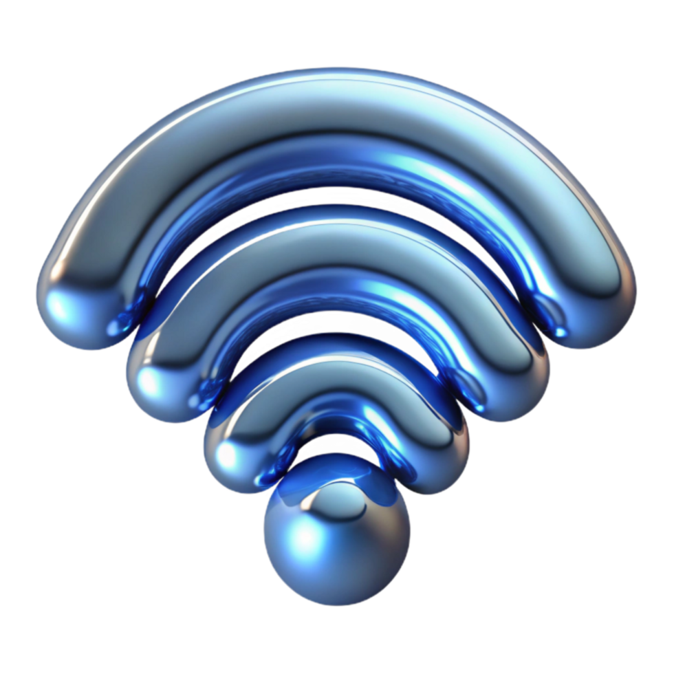 Wireless Network Symbol 3D Metallic Blue Wifi Icon png