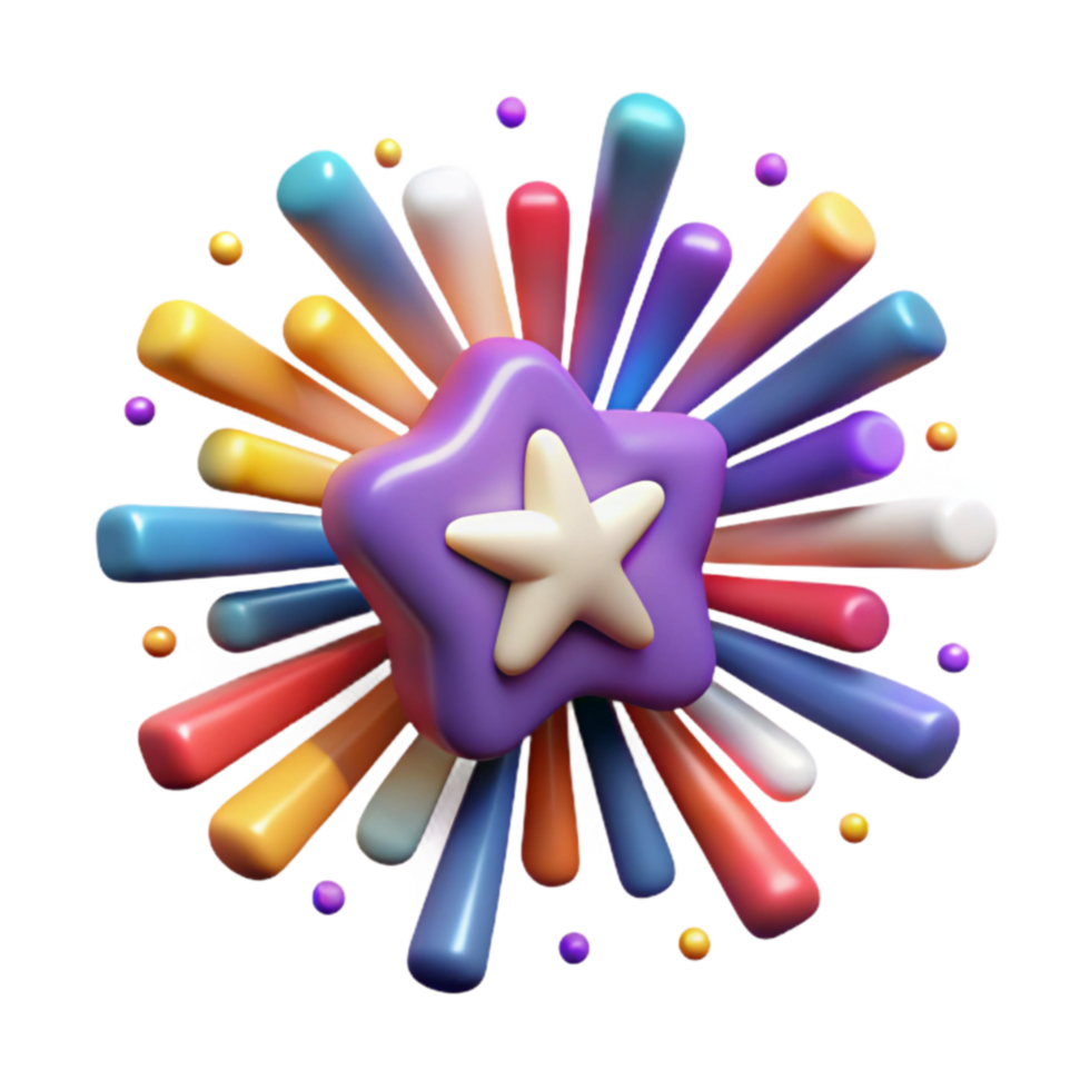 serene abstract Colorful Starburst 3D Render of Festive Design high resolution png
